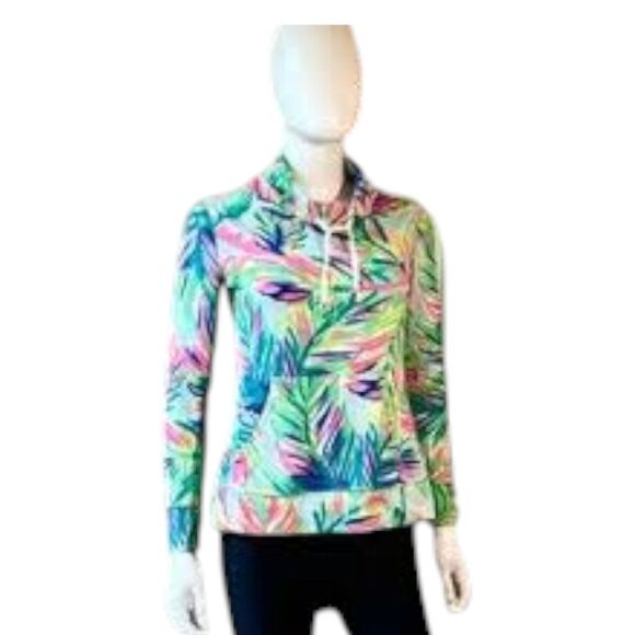 Lilly Pulitzer Island Time Hillary Pullover Terry Long Sleeve Mock Shirt Large - Picture 2 of 5